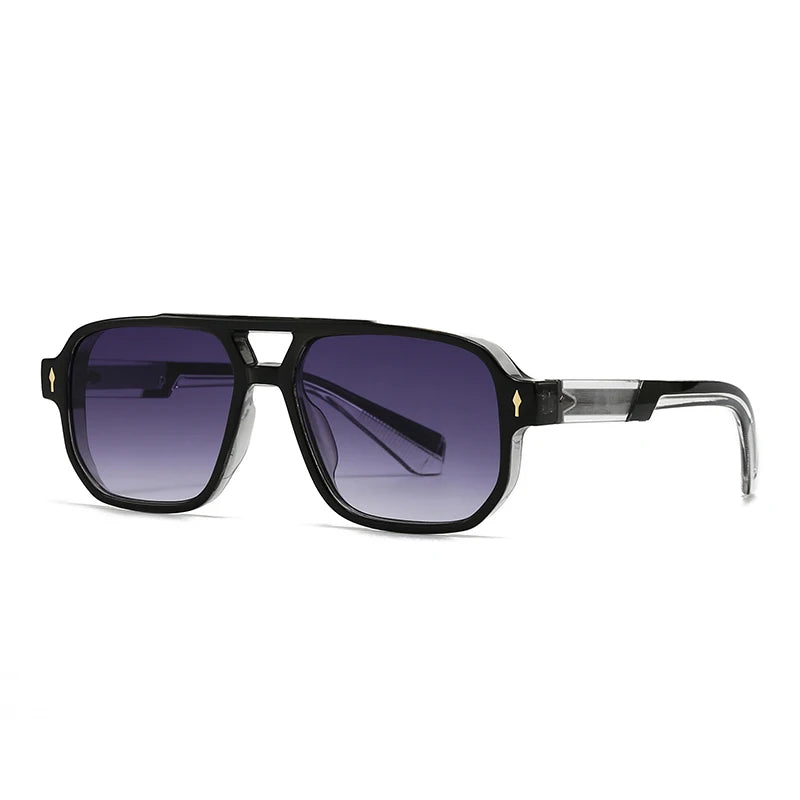New European and American Male Aviator Glasses Retro Double-Brorgon Square Frame Sunglasses Cross-Border Spot Wholesale 62011