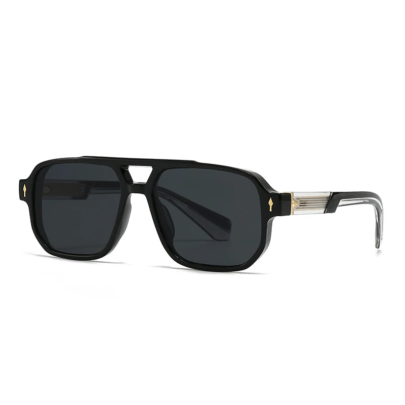 New European and American Male Aviator Glasses Retro Double-Brorgon Square Frame Sunglasses Cross-Border Spot Wholesale 62011