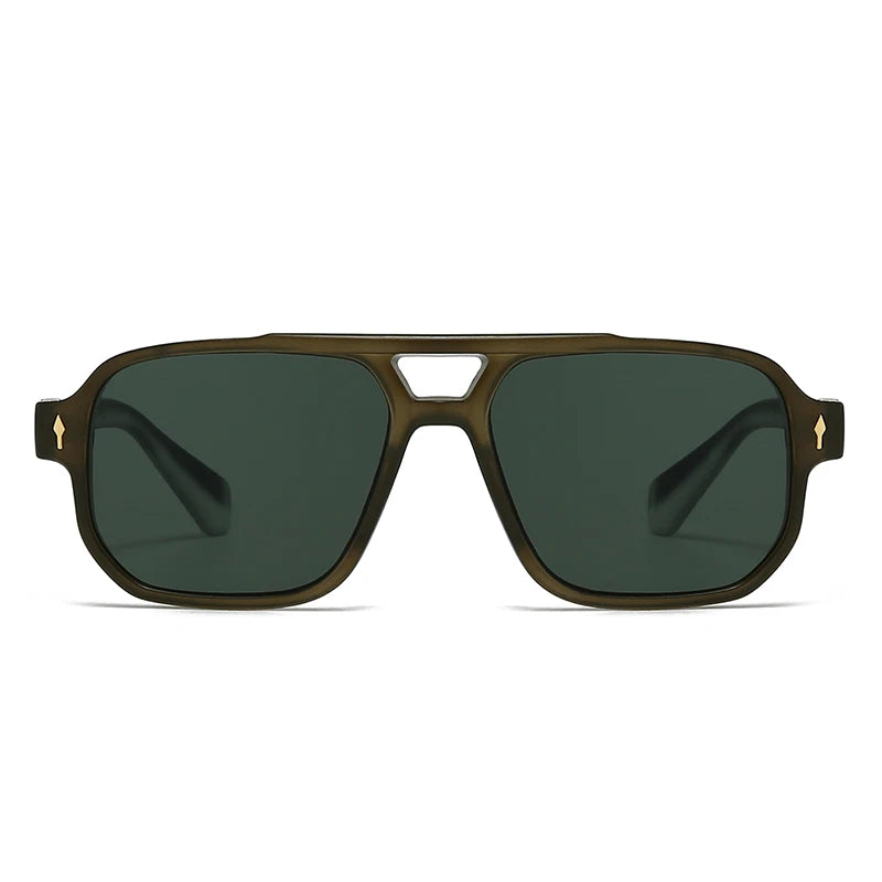 New European and American Male Aviator Glasses Retro Double-Brorgon Square Frame Sunglasses Cross-Border Spot Wholesale 62011