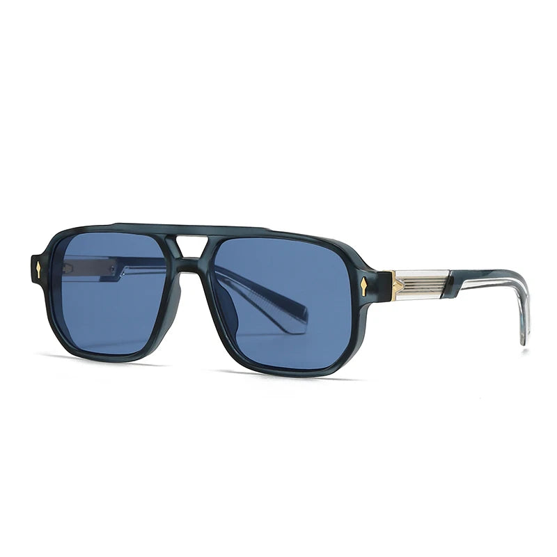 New European and American Male Aviator Glasses Retro Double-Brorgon Square Frame Sunglasses Cross-Border Spot Wholesale 62011