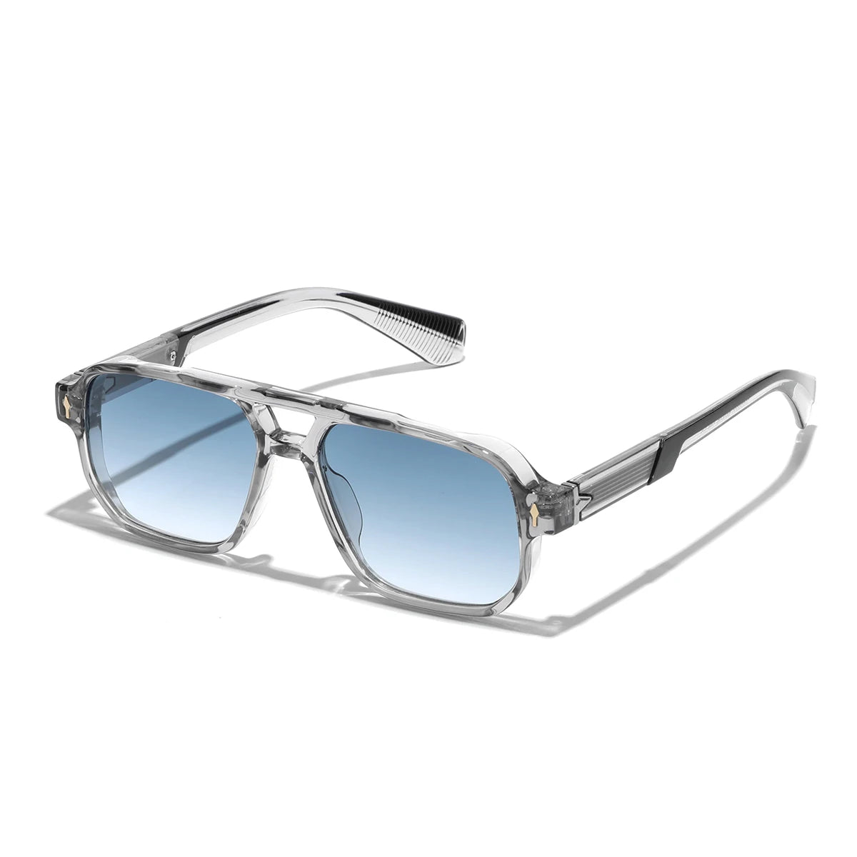 Retro men's and women's transparent frame sunglasses, designer fashionable UV400 protective sunglasses, face shaping sunglasses