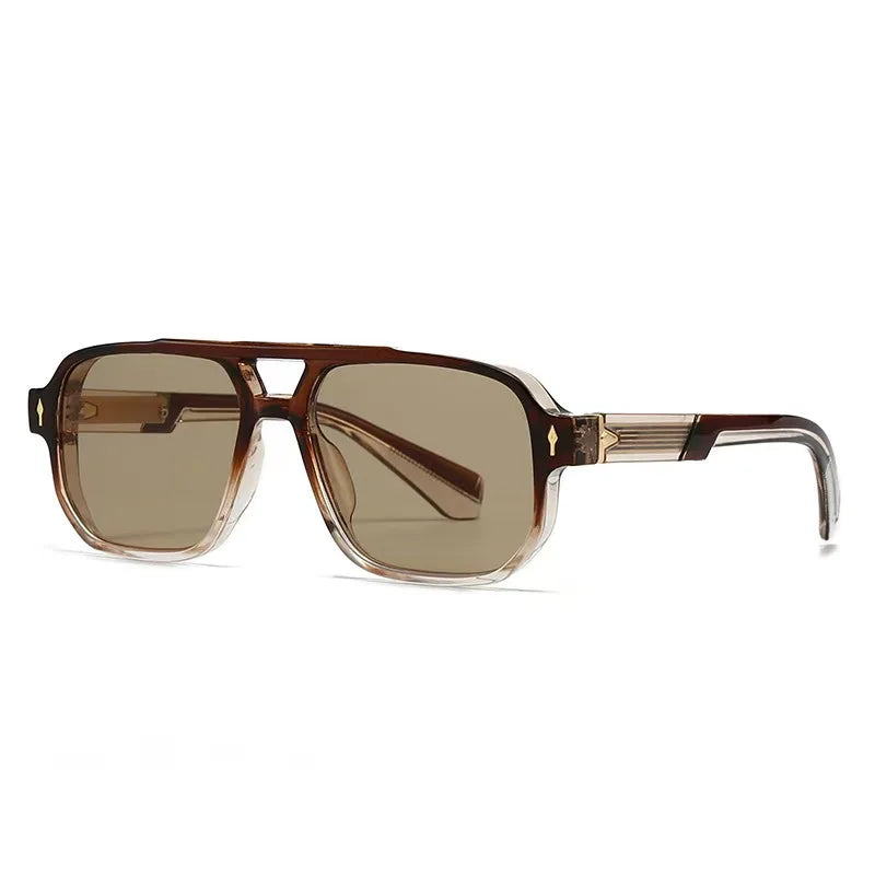 Retro men's and women's transparent frame sunglasses, designer fashionable UV400 protective sunglasses, face shaping sunglasses