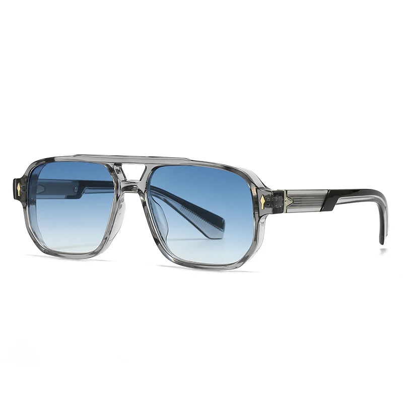 New European and American Male Aviator Glasses Retro Double-Brorgon Square Frame Sunglasses Cross-Border Spot Wholesale 62011