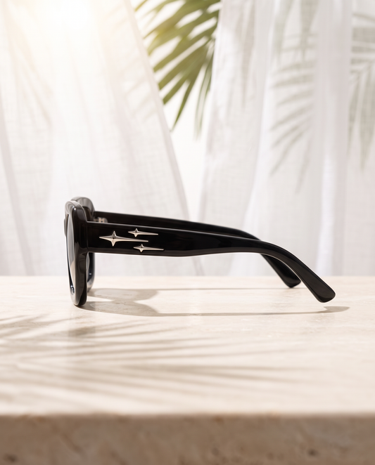 Cold Open — ILKARA black rectangular sunglasses, side profile view